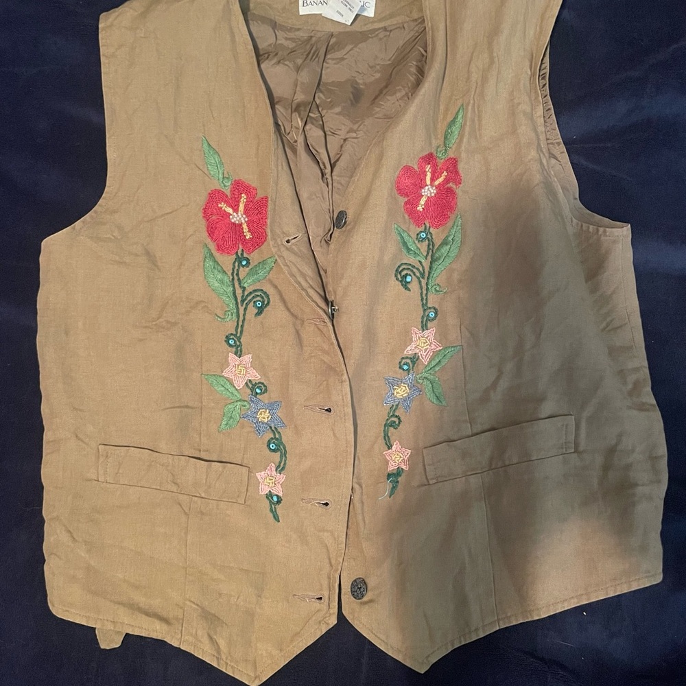 Banana Republic Tan Linen Vest